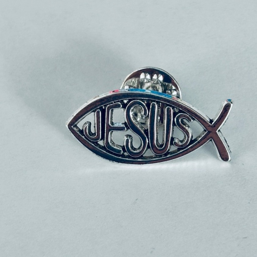Jesus Fish Metal Pin, NWT